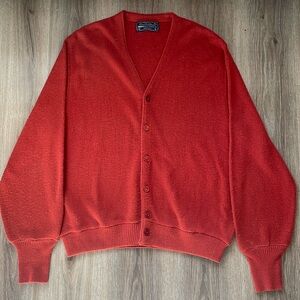 Vintage Red/Dark Orange Wool Cardigan, Size Large